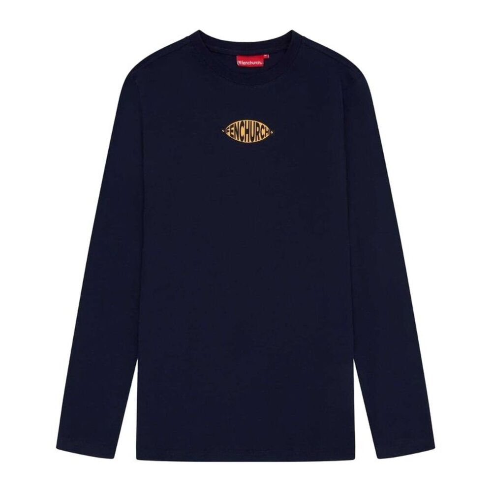 Fenchurch Mens Oval Logo Regular Long-Sleeved T-Shirt / Navy